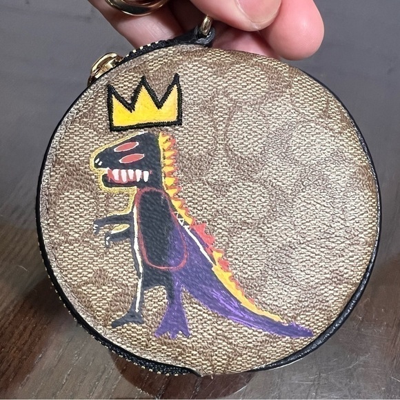 Coach X Jean Michel Basquiat Circular Coin Pouch In Signature Canvas NWT - Picture 10 of 13